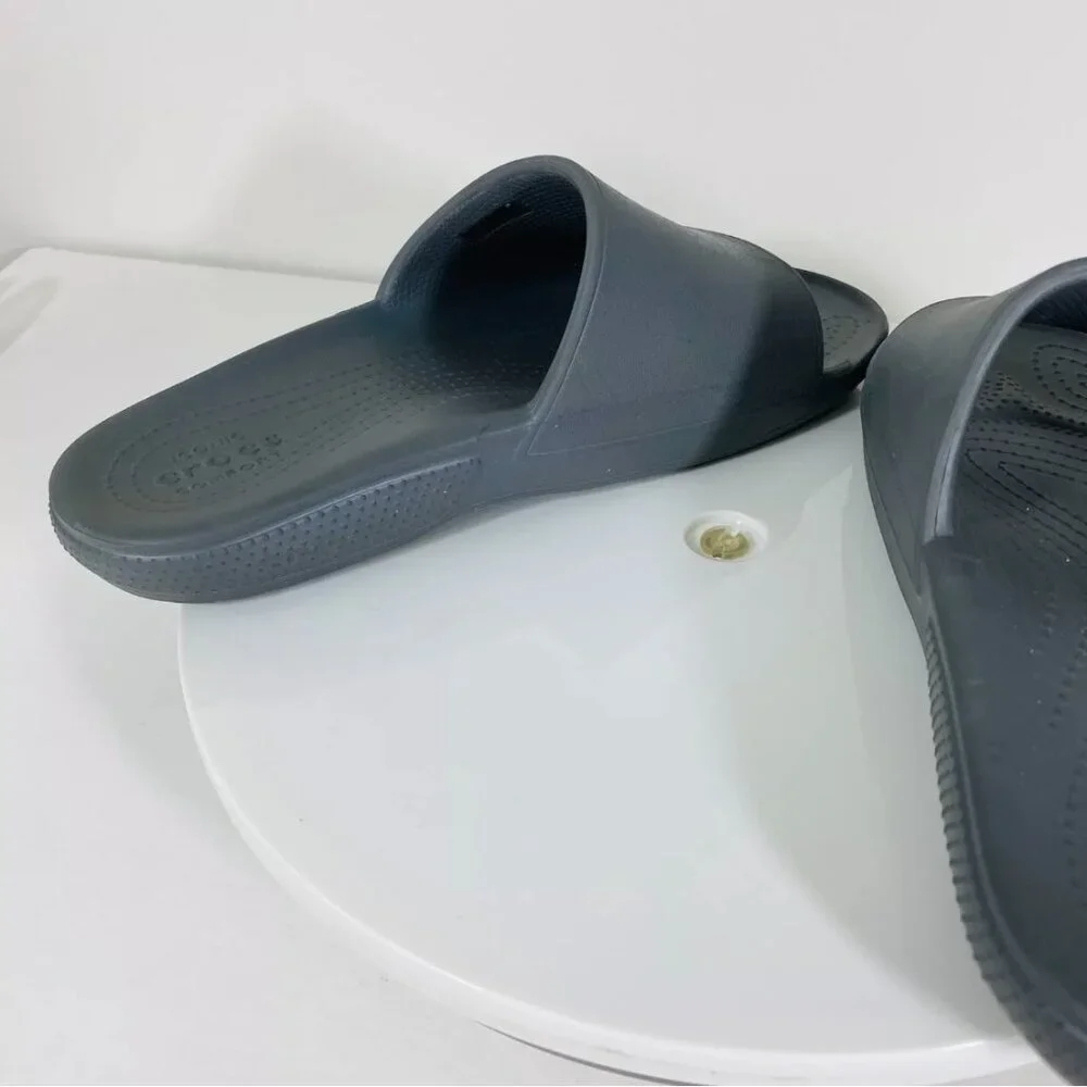 Crocs Comfort Slide Sandals Womens 9 Gray Band Slip On Active‎ Resortwear Gym